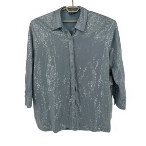 Women's Silver Button Down Shirt
